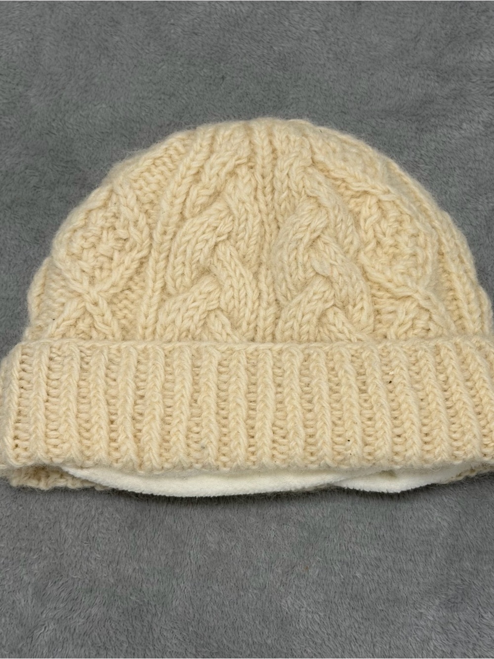 Aran Sweater Market Cream 100% Wool Cable Knit Beanie Ireland